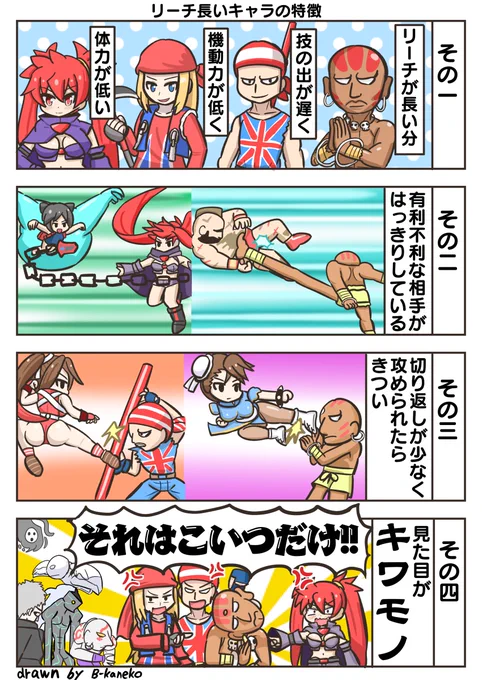 格ゲーごちゃまぜマンガ第40話。『リーチ長いキャラの特徴』を描きました。#格ゲーキャラ描こうぜ。#ストリートファイター。#ダルシム 