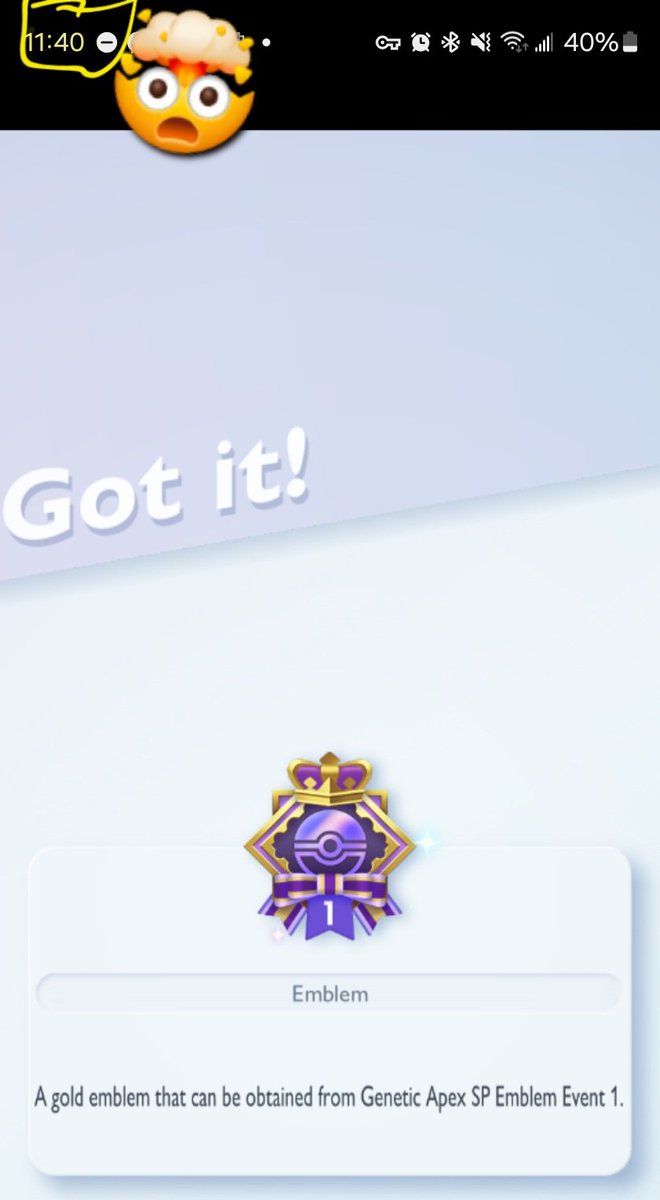SkywardKeyblade's tweet photo. FINALLY got the emblem with MINUTES to spare!! 😭😭😭
#PokemonTCGPocket https://t.co/7gOwGelDBs