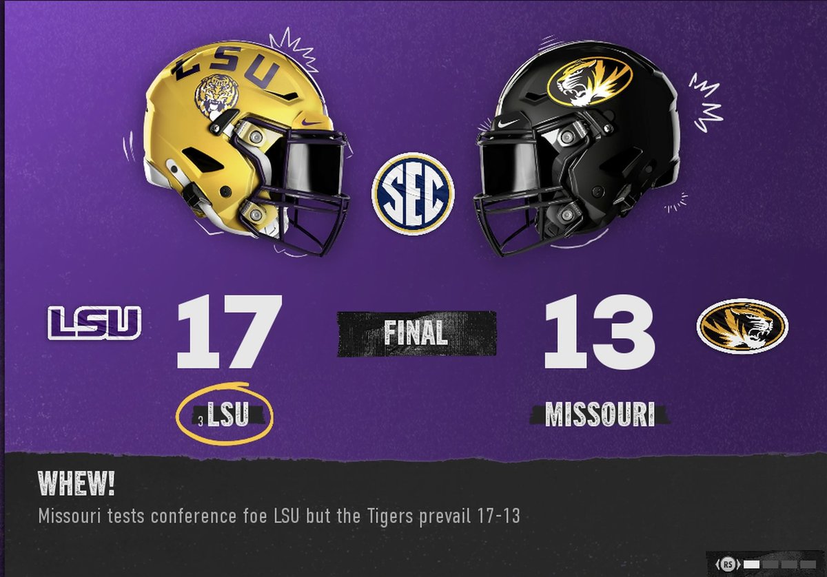 CoachEater's tweet photo. Closer than you’d like, but your LSU Tigers prevail to go 8-1 on the year. Player of the Game is Garrett McNair using his legs after the catch to make two big plays.
#GeauxTigers https://t.co/6ME0lGYKHO