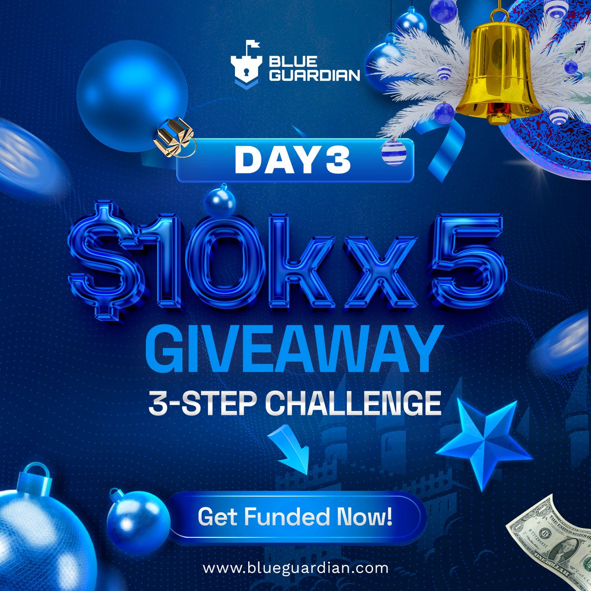 BlueGuardiancom's tweet photo. 10 Days until Christmas! 🎄

Win one of five $10k challenges!

1. Follow @blueguardiancom and @GuardianFutures
2. Like, retweet, and tag 3 traders
3. Join our Discord https://t.co/aPFNBsIFYR

24h ⏳ https://t.co/jUfVBbkYGh