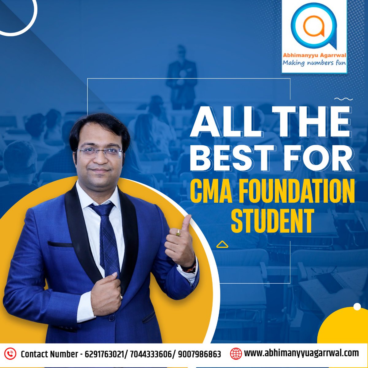 Abhimanyyu19's tweet image. Success begins with determination and preparation! 🌟 Wishing all CMA Foundation students the very best for their exams. Stay confident and give it your all – you&apos;ve got this! 💪
#CMAFoundation #BestWishes #AbhimanyyuAgarrwalClasses #MakingNumbersFun #StudentSuccess