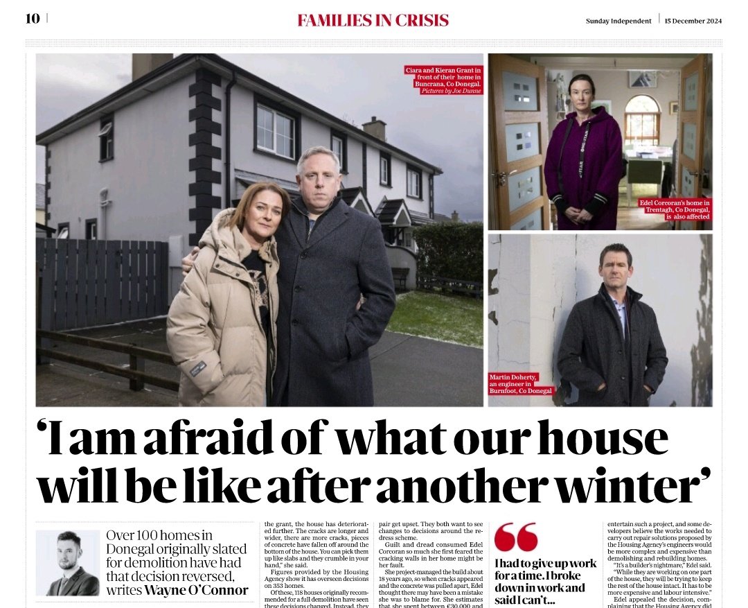 caulmick's tweet photo. ‘I am afraid of what our house will be like after another winter’: new setback for families in defective concrete crisis - Wayne O'Connor
Over 100 homes in Donegal originally slated for demolition have had that decision reversed
#DefectiveBlockScandal #micaredress #HowIrelandWorks
https://t.co/NWiXgu1lHR