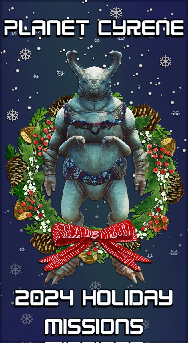 CyreneShawna's tweet photo. All holiday missions start December 15th, 2024 - January 6th, 2025 @ 5 game time

– Zyn’oddy and Zyn'ingle are back with updates and additions to the limited time missions and creatures for the holiday season: /wp [Planet Cyrene, 138465, 77244, 101, Waypoint - Holiday Missions] https://t.co/lNO6TZvudl
