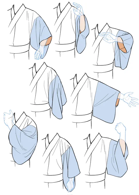 #今年も残りわずかなので今年一番伸びた絵を貼る これかなー、着物の袖の図解こういうのをいっぱい載せた着物の描き方本「着物でポーズ!」発行してます 