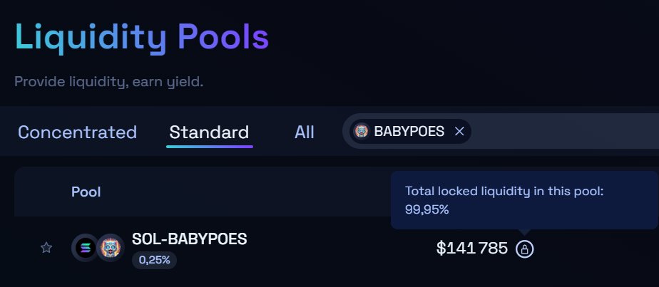 🚨 ATTENTION $BABYPOES HOLDERS &amp; INVESTORS! 🚨

🔒 100% of our liquidity is PERMANENTLY LOCKED! 🔒

While some third-party trackers like <a href="/dexscreener/">DEX Screener</a>  don’t yet display the lock icon, you can verify it directly here:
👉 raydium.io/liquidity-pool…

Third parties should use the