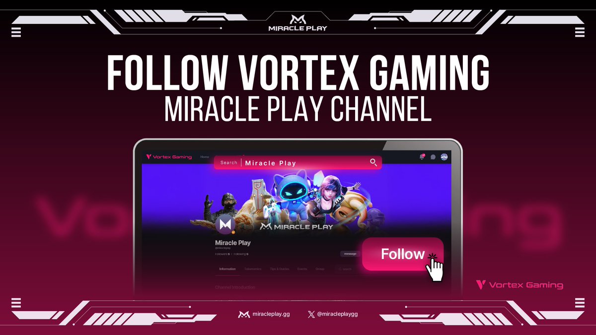 miracleplaygg's tweet image. "Exciting news! 🎉 The Miracle Play channel is now live on Vortex Gaming! 

👉 [vortexgaming.io/channel/miracl…]

Follow us and stay tuned for exciting collaborations ahead! 🚀 

#MiraclePlay #VortexGaming