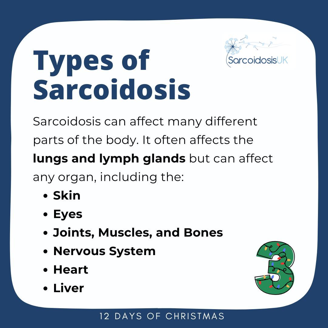 SarcoidosisUK's tweet photo. It's Day 3! 🎄

We're asking you to help spread awareness of sarcoidosis by sharing this post. We believe that increasing awareness is crucial for better understanding and support for those affected by sarcoidosis. 

Thank you for helping us spread the word this festive season ✨ https://t.co/duNd1QcDbu