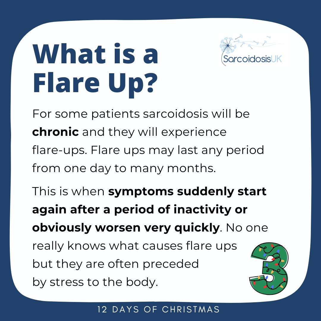 SarcoidosisUK's tweet photo. It's Day 3! 🎄

We're asking you to help spread awareness of sarcoidosis by sharing this post. We believe that increasing awareness is crucial for better understanding and support for those affected by sarcoidosis. 

Thank you for helping us spread the word this festive season ✨ https://t.co/duNd1QcDbu