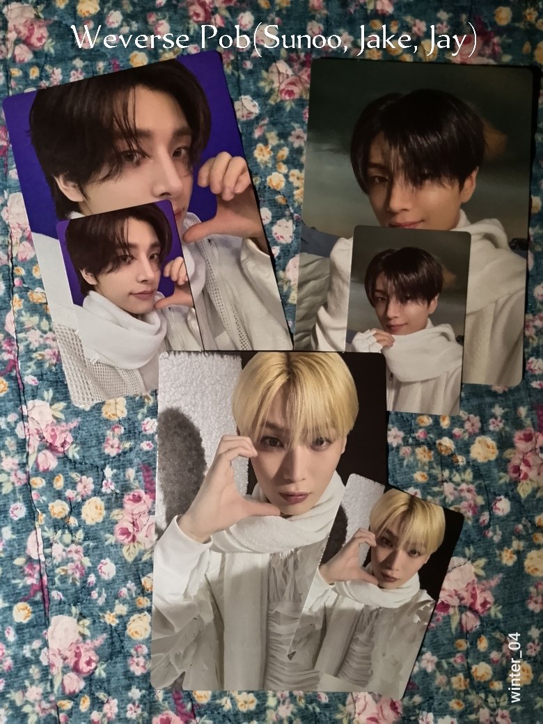 ❗WTT/NFS❗

(Weverse Pre-order benefit)
Have: Sunoo, Jake, &amp; Jay
Want: Heeseung 

#Enhypen #Enhypenphotocards #wttheeseung #wttjake #wttjay #wttsunoo #Enhypenwtt