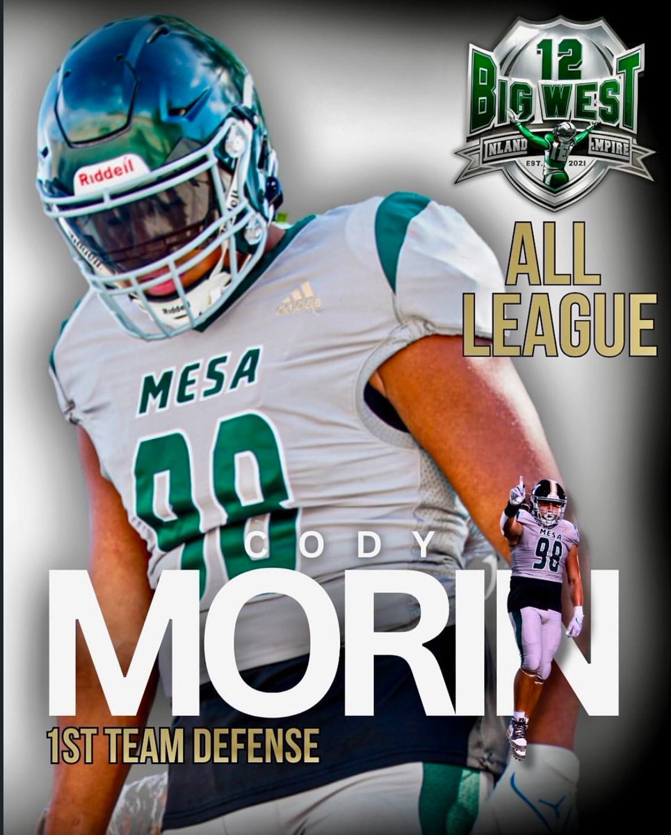 Coach Chato Morin (@coachchatomorin) on Twitter photo I’m Extremely Proud of My Son <a href="/codymorinn/">3 ⭐️ Cody Morin</a> for Achieving Big West All League 1st Team Defense. 🥇🏆
The Sky is the Limit Champ, Keep on Working and Grinding on the Field and in the Classroom and let God Lead the Way🙏🏽 #CodyMorin#ClassOf2026#DefensiveEnd#DTackle <a href="/RamsFootball951/">Murrieta Mesa Rams Football</a> I’m Extremely Proud of My Son <a href="/codymorinn/">3 ⭐️ Cody Morin</a> for Achieving Big West All League 1st Team Defense. 🥇🏆
The Sky is the Limit Champ, Keep on Working and Grinding on the Field and in the Classroom and let God Lead the Way🙏🏽 #CodyMorin#ClassOf2026#DefensiveEnd#DTackle <a href="/RamsFootball951/">Murrieta Mesa Rams Football</a>