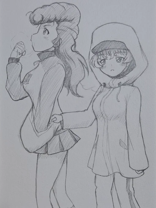 温もりの感じ方は好きな人のポケットに手をいれるのも温もりを感じる表現として自分はアリだと思ってるwそれが、よくポケットにて入れてる絵を描いてるかもw 