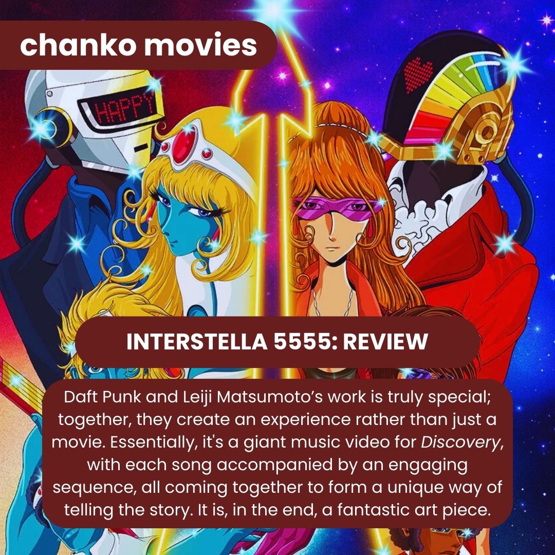 chanko_world's tweet photo. Since #Interstella5555  was recently released in theaters 21 years after its initial debut, we had the chance to experience the masterpiece that is #discovery by #DaftPunk and Matsumoto's visual genius on the big screen.
This is our take on Interstella5555!
#music #movies #Review https://t.co/SxzKXIAeDJ