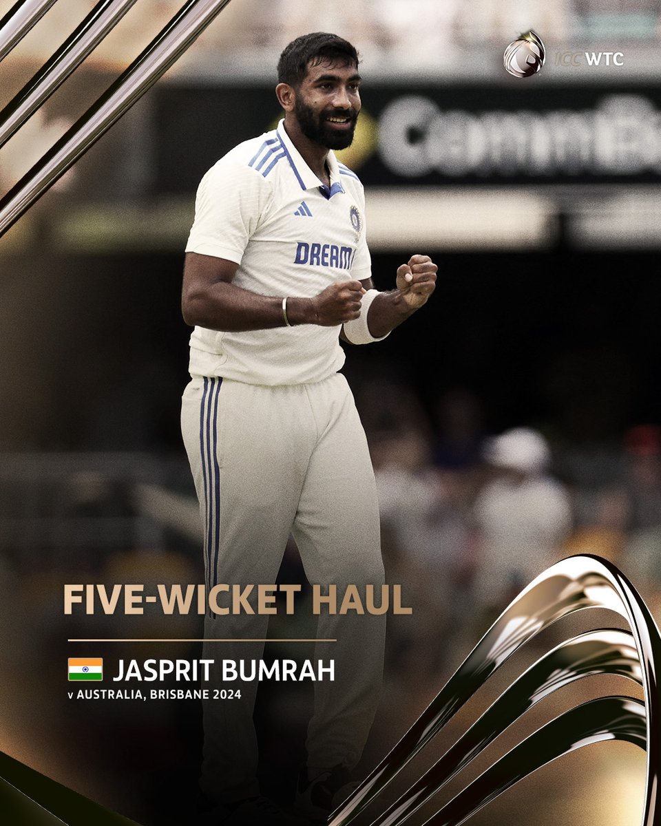 ICC's tweet photo. Another day, another five-wicket haul for Jasprit Bumrah 🌟

#WTC25 | #AUSvIND https://t.co/WkOZHoxpRL