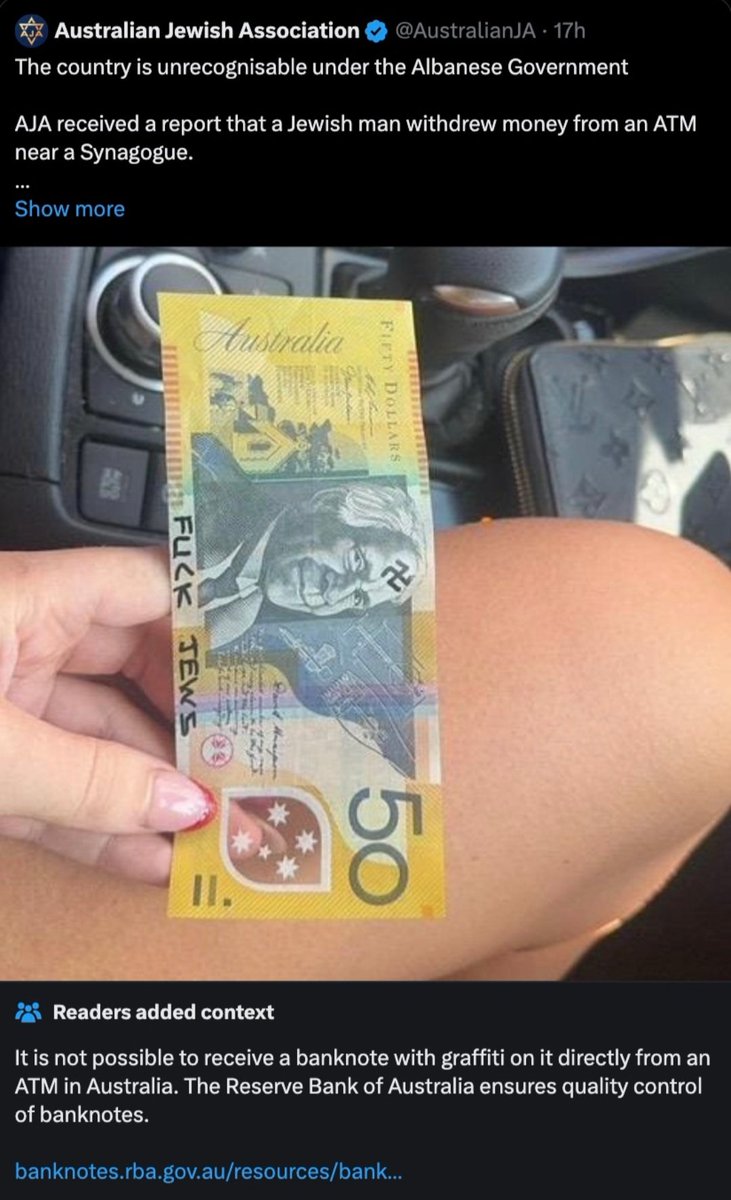 JustJul77588855's tweet image. Clearly photo shopped &amp;amp; also came with a community note. This reeks of desperation because your disgusting comment went viral. You&apos;re clearly trying to bring a government down when, in fact, it&apos;s your organisation that is causing antisemitism to rise. You have no shame