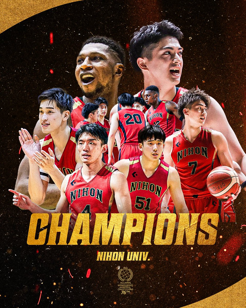 CSPark_JP's tweet photo. 🏆#インカレバスケ

👑CHAMPIONS👑
日本大学（15年ぶり13回目）
@redsharks_nu 

#大学バスケ https://t.co/tZgqLuF2bj