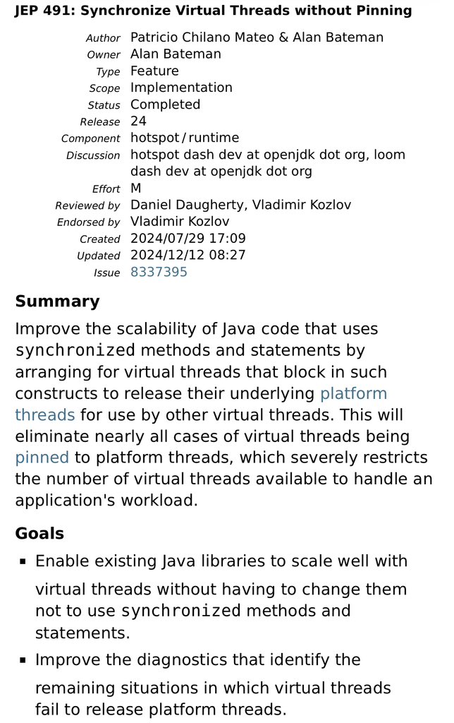 virtual threads in java 24

if you had library code using “synchronized” it’s time to re-visit them