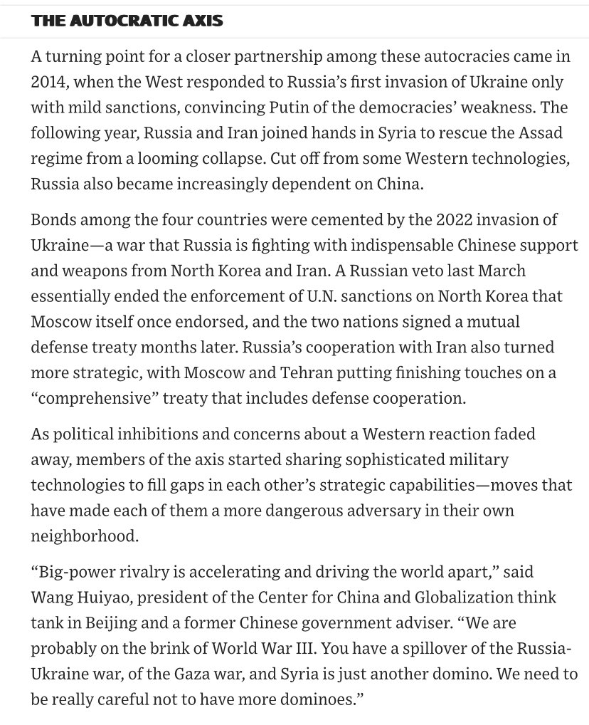 glykosymoritis's tweet image. Has World War III already begun?
An axis of autocracies led by Russia, China, Iran and North Korea is challenging the democratic world order archive.ph/9AzzR By @yarotrof #totalitarianism #communism #putinism #Islamism