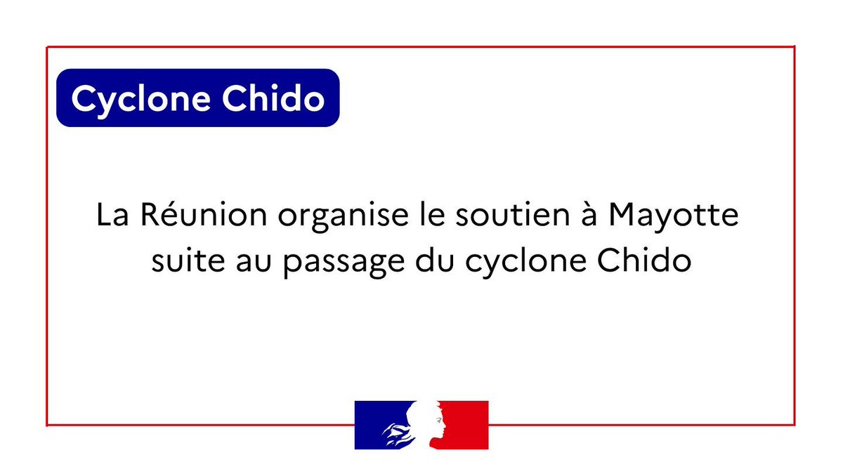 #CycloneChido | Moyens humains et matériels, La Réunion s'organise pour apporter toute l'aide nécessaire à Mayotte, en lien avec les autorités sur place, par voies maritimes et aériennes : reunion.gouv.fr/Actualites/Com…