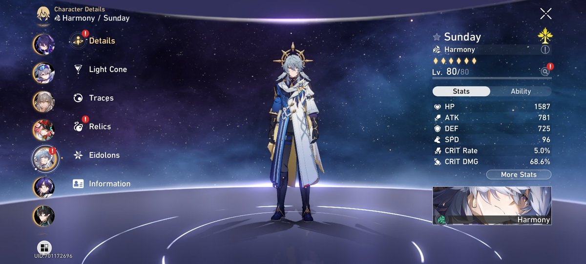 I lost to an E3 Bronya, but still got to bring Sunday home!! And his lightcone came after a 2 pity 50/50!! I CAN PLAY JING YUAN AGAIN.