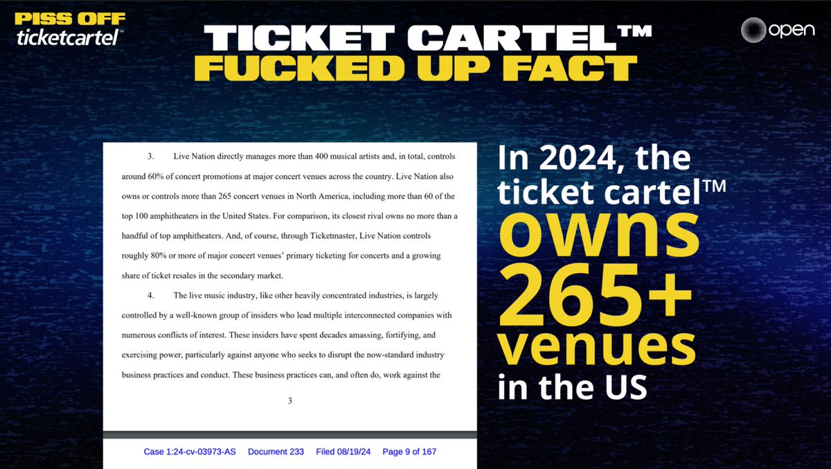 onopenxyz's tweet photo. The monopoly power of the #TicketCartel™ is brick and mortar. #FairTicketingNow #OnOPEN https://t.co/cujO0Ui69a