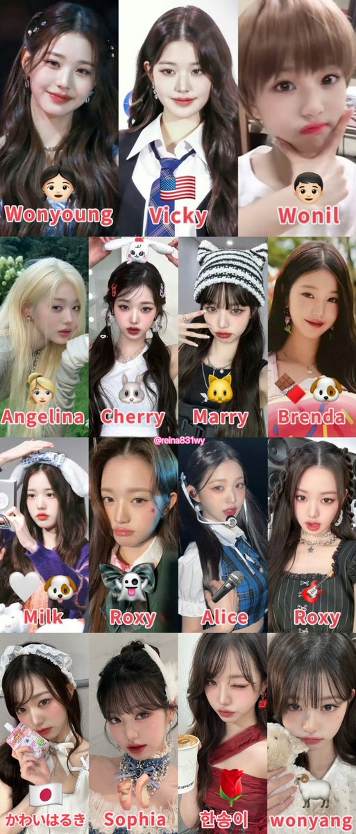 wonyoung's names✨ 👸🏻：Wonyoung 👦🏻：Wonil 🇺🇸：Vicky