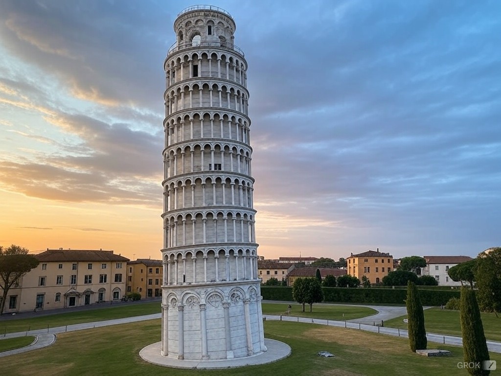 Yapılan mühendislik çalışmalarıyla Pisa kulesi günümüzde eğilmiyor, düzleşiyor. Yani gelecekte Pisa kulesi eğimini kaybedecek. Bu da Pisa kulesinin yapay zekayla oluşturulan 30 sene sonraki görüntüsü. Hâlâ eğikken gidin görün. Sitemizdeki Pisa anısını da okumayı unutmayın.