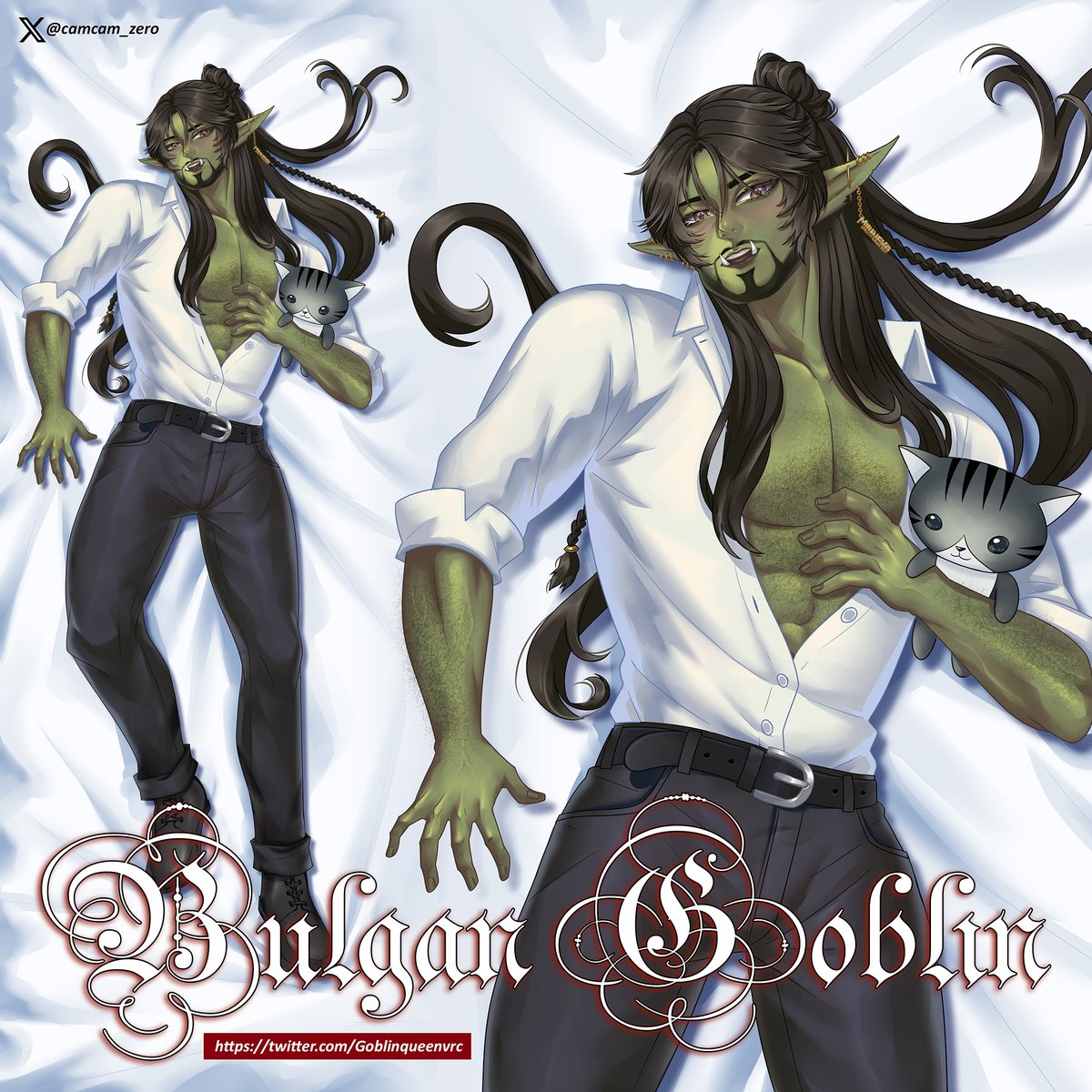 camcam_zero's tweet photo. Forget charming princes, this goblin king steals your heart (and cuddles)! 👑
Meet the adorable Bulgan💚, ready to be your ultimate sleep companion. 
A huge thank you to @Nachtarachan for commissioning.
Commissions open! https://t.co/ufBppFm6iI
#dakimakura #Commission  #VRChat https://t.co/WGNM9VEXhx