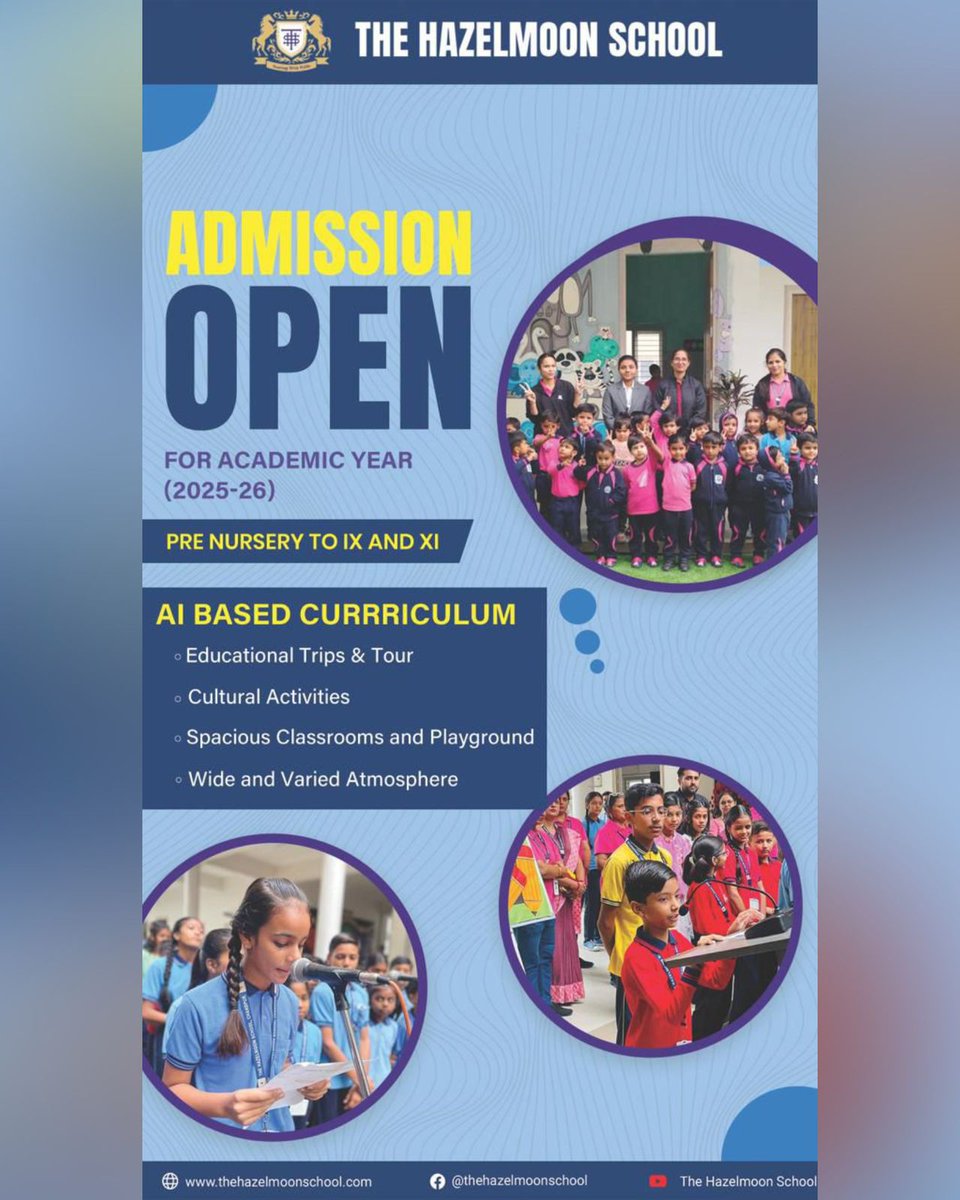 HazelmoonSchool's tweet image. Admissions open for Academic Year 2025-26.

PRE NURSERY TO IX AND XI

#admissionsopen #thms