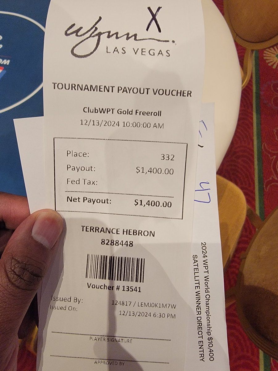 champactor's tweet image. Cashed the #ClubWPTGold5MillionInvitationalFreeroll 332/1457. First live tournament in a while. Playing in the #2024WPTWorldChampionship tournament tomorrow. #Poker #RunGood