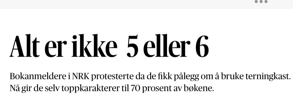 oevenshaug's tweet photo. Ikke bare i skolen. - ⁦@IngunnOkland⁩ tar et oppgjør med inflasjonen i gode karakterer i kulturen. https://t.co/wGqhJLgl1W