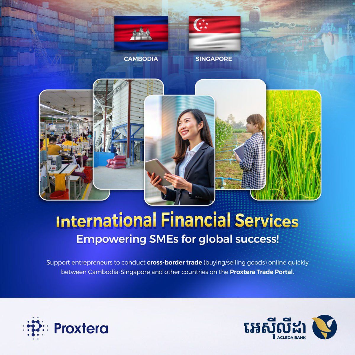 acledabankplc's tweet photo. Now entrepreneurs can conduct cross-border trade (buying/selling goods) quickly between Cambodia-Singapore and other countries on the Proxtera Trade Portal.

👉 Read more: https://t.co/VcbXHjkarL

#Proxtera #ACLEDA #GlobalTradeSolutions #CrossBorderFinance #SMEs https://t.co/kyJggenRF0