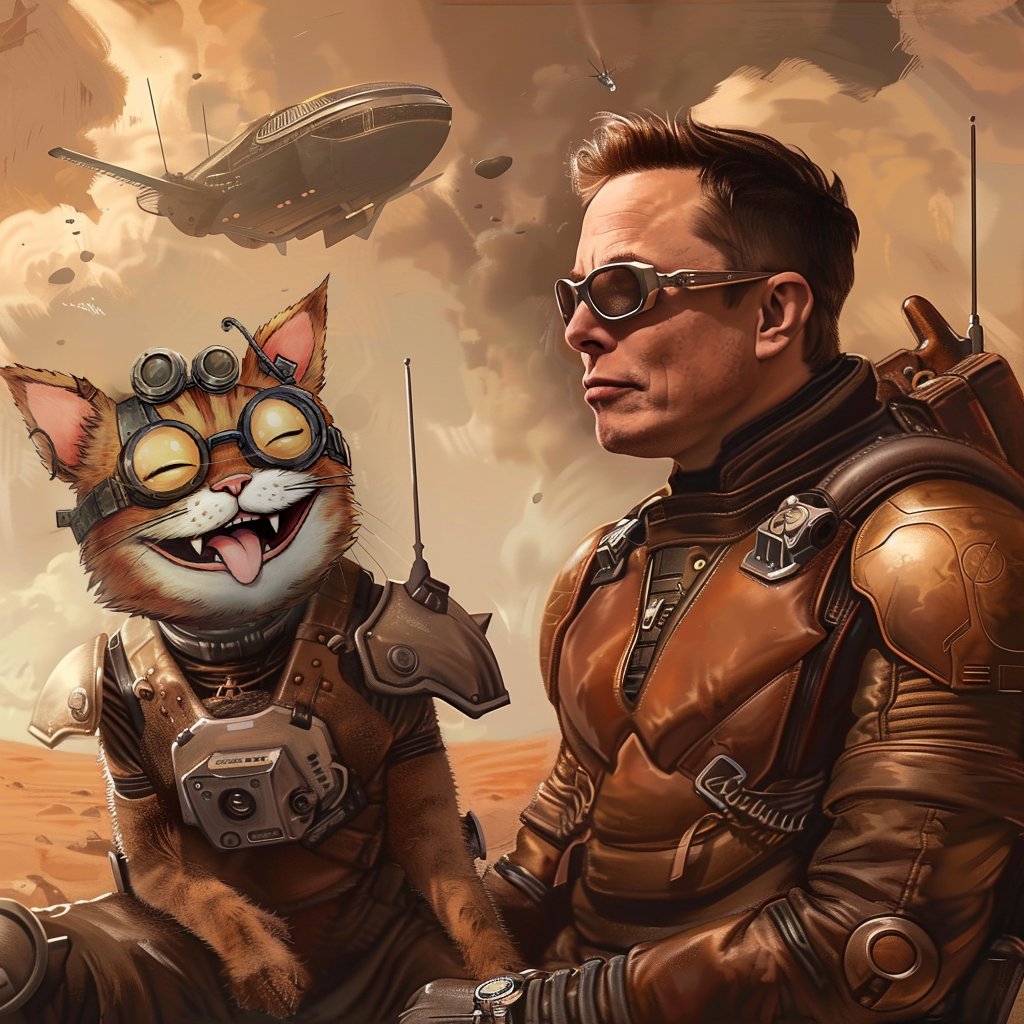 Elon and Mecha Agent 🤖🐱   

Tech, goggles, and unstoppable vibes. Next stop: interplanetary domination. 🌌✨  

#Mecha #ElonMusk #AI
