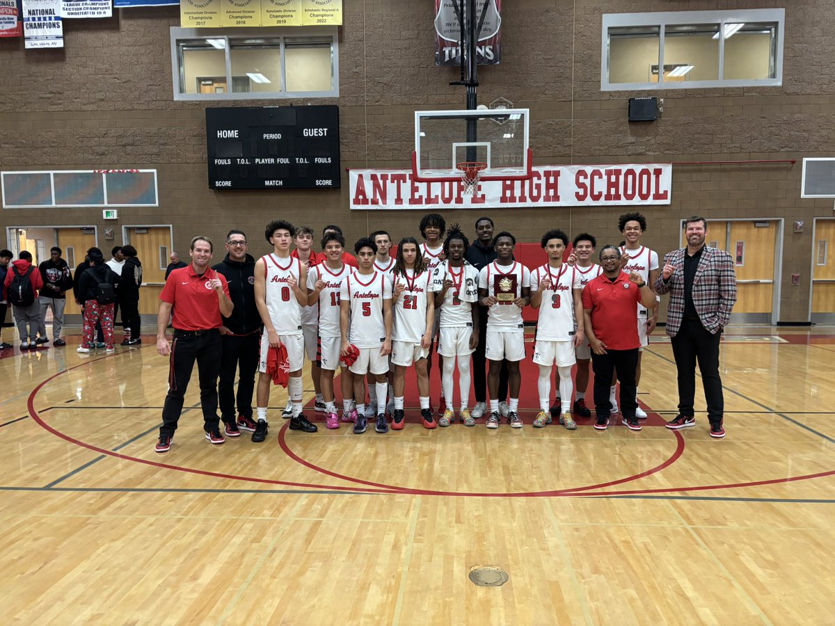 Antelope_BBall's tweet photo. Titans beat Del Oro 86-50 to win the 2024 Titan Holiday Classic! Next up is at Placer on Tuesday! Jaymo Shakur = MVP. Mali Brown and Andre Brooks = All-Tourney Team. Artem Rudko = leading rebounder. @SacBee_JoeD @WCPSacramento @PremierPrepsNMP @CoachTedmon @J_Georgeson26 https://t.co/jeq2UUIEVL