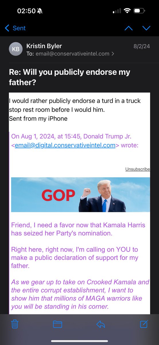 Kbylerrr's tweet photo. I think my ex wife signed me up for Christian, conservative emails which I think is kinda funny. Anywho… I was looking at my sent emails trying to find something and forgot I replied back to one of the many emails I receive a day 😂🥴💀 https://t.co/nkUYg4Di5x