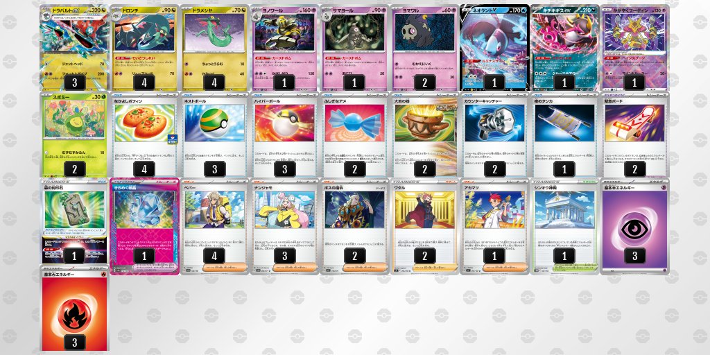 pokeca_book's tweet photo. シティリーグ12/15【日】
TSUTAYA藤原店愛媛

優勝　リザードン
準優勝　サーナイト
3位　タケルライコ
3位　ドラパルト
https://t.co/D7tnYs1sZF

🔗12/15【日】ベスト16デッキまとめ【Page.1】
https://t.co/75ScZ7mddA https://t.co/Ds6UejLlhy