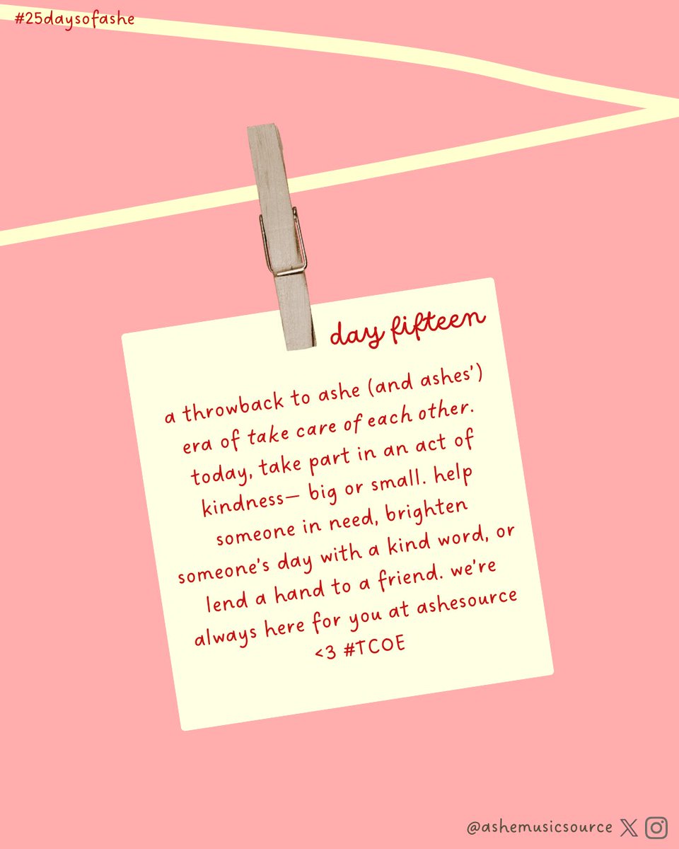 ashemusicsource's tweet photo. happy sunday! and welcome to day 15 of #25daysofashemas. today, let’s bring back #tcoe and take part in an act of kindness ❤️ https://t.co/3doQOpz6ua