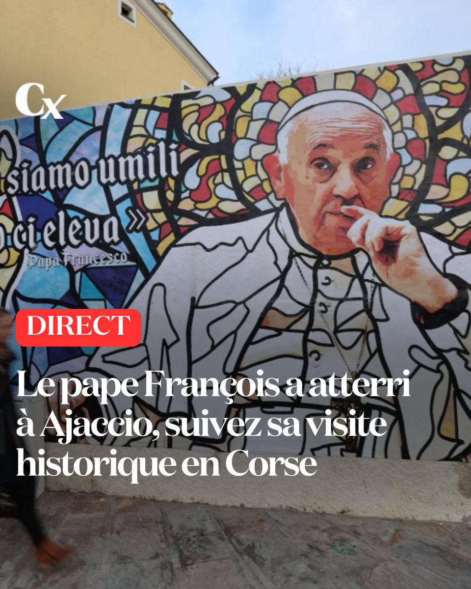 🔴Le #pape François est arrivé pour sa visite historique à #Ajaccio, en #Corse, pour assister à la cérémonie de clôture du colloque sur la religiosité populaire en Méditerranée.

Suivez notre direct👉la-croix.com/religion/direc…