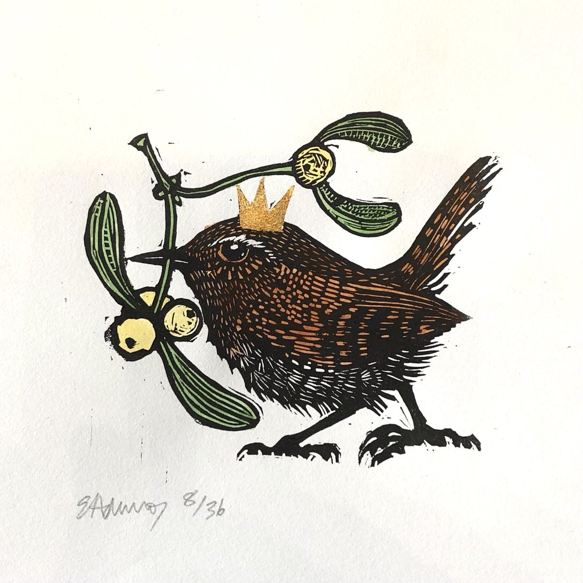 Happy Christmas from my Christmas wren with her little sprig of mistletoe &amp; real gold cracker crown