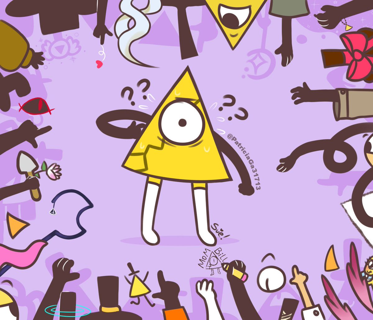 PatriciaGa31713's tweet image. EVERYONE WANTS TO MEET YOU!
If Mom!Bill meets a lot of others Bills all of a sudden. It would be like this:
(Sorry if I can't mention all AU!)

PS:Don't flirt with him like that. 
He's a triangle with a son, and he lives with his ex...  #BillCipher #GravityFalls
#GravityFallsAU