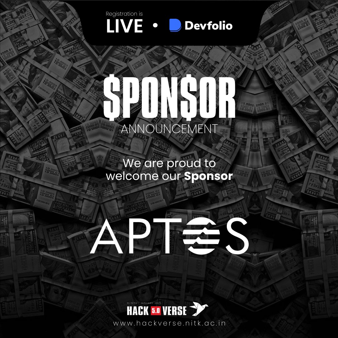 hackversenitk's tweet image. HackVerse 5.0 greets Aptos as its sponsor! 🥳

Aptos is redefining the future of blockchain with its high-performing, scalable, and user-friendly ecosystem. 

Check them out 👉 aptos.dev

Register for HackVerse 5.0 now at - hackverse.nitk.ac.in

#HackVersenitk