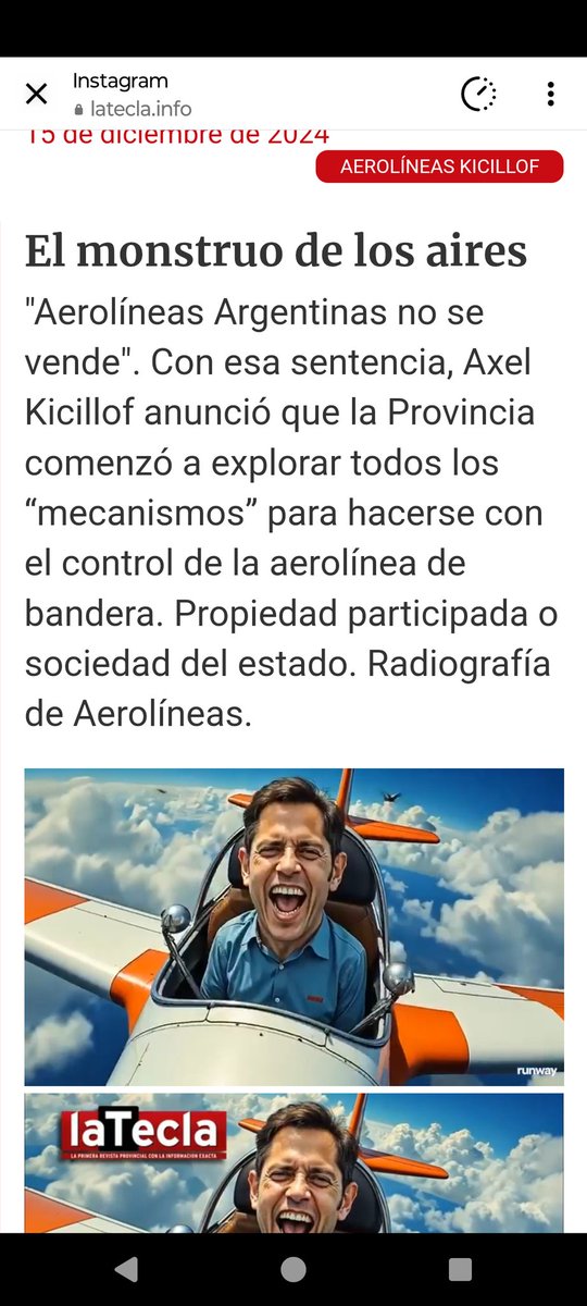 Vas a tener que comprar Aerolíneas <a href="/Kicillofok/">Axel Kicillof</a> para poder transitar por la provincia ya que las rutas son un desastre y en el presupuesto 2025 no hay nada al respecto. 
Déjese de payasadas y de hacerse el héroe Gobernador y ocupese de lo que necesitan los bonaerenses.
