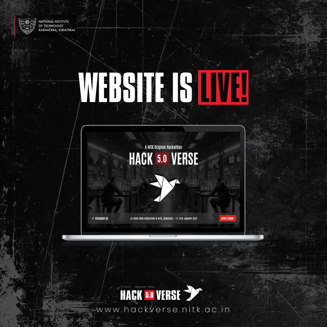 hackversenitk's tweet image. We&apos;re excited to announce that the HackVerse 5.0 website is now live!

🔗 hackverse.nitk.ac.in 

The stakes are high, the rewards are grand - are you in?
Gear up and join the greatest coding heist of the year! 🧨

#hackathons #coding #coder #nitk #nitksurathkal #hackathon2025