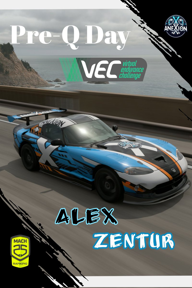 Anexion Racing Team (@anexionracing) on Twitter photo ✖️Pre-Q Day✖️
Virtual Endurance Challenge
🏎️ <a href="/TheZentur/">Zentur</a>
🏎️ #AXN_Alex24
📺 <a href="/Mach25Gaming/">Mach25 Gaming</a> YT
🎙️ <a href="/AGarnata/">Alejandro Garnata</a>
🕖 19:00
Llegó el momento...
Empezamos la aventura! ✖️Pre-Q Day✖️
Virtual Endurance Challenge
🏎️ <a href="/TheZentur/">Zentur</a>
🏎️ #AXN_Alex24
📺 <a href="/Mach25Gaming/">Mach25 Gaming</a> YT
🎙️ <a href="/AGarnata/">Alejandro Garnata</a>
🕖 19:00
Llegó el momento...
Empezamos la aventura!