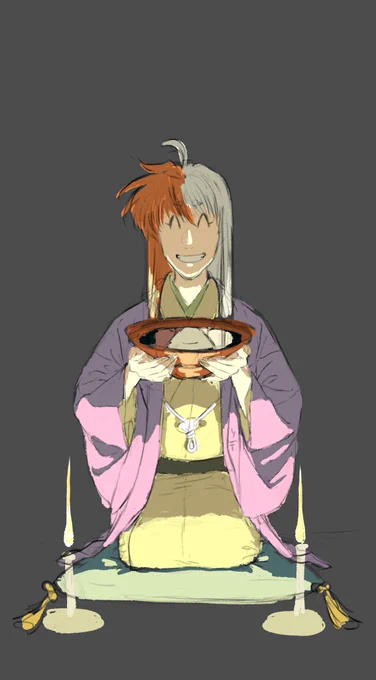 #ドイヒーひとコマ 本日の供養 これは去年の9月から描き始めて今年USBメモリの全データが吹っ飛んで消えた空亡さん 袖めっぢょガンバって描いたのに完成させられなかったね。南〜無〜