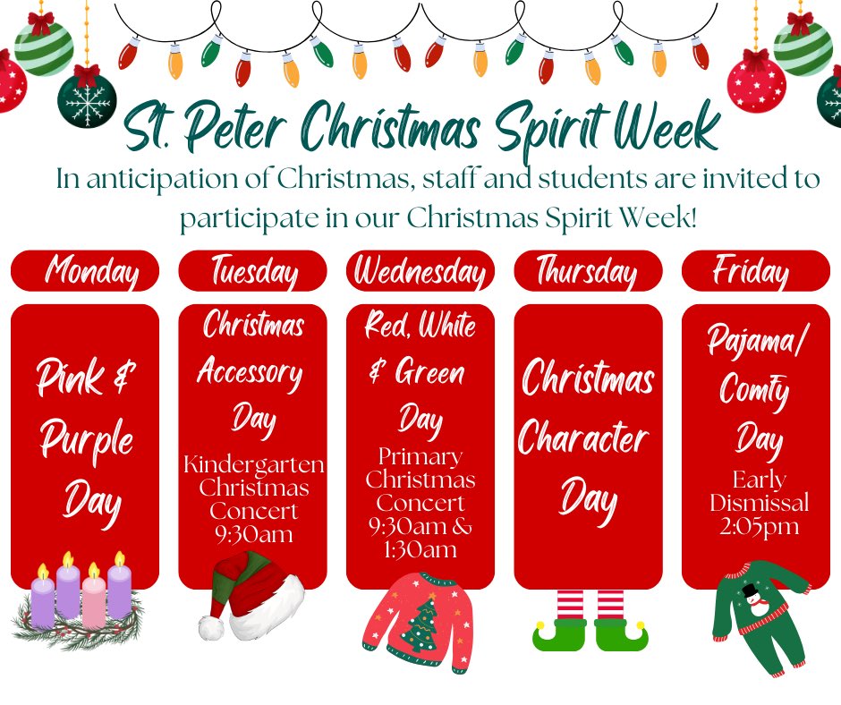 Staff and students are invited to participate in an optional, non-uniform Christmas Spirit Week! We can’t wait to see you all festively dressed up! 🎄❤️