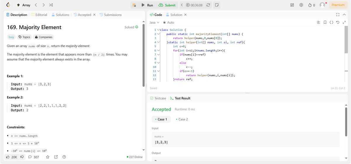 Priya_Chauhan05's tweet image. Hello Connections!!!
✨This is day 58/100day #javaDSA🚀
Solved one problem from #Leetcode
✔Majority Elements(Easy)
#ProblemSolving #DSA #Java #Leetcode #Consistency