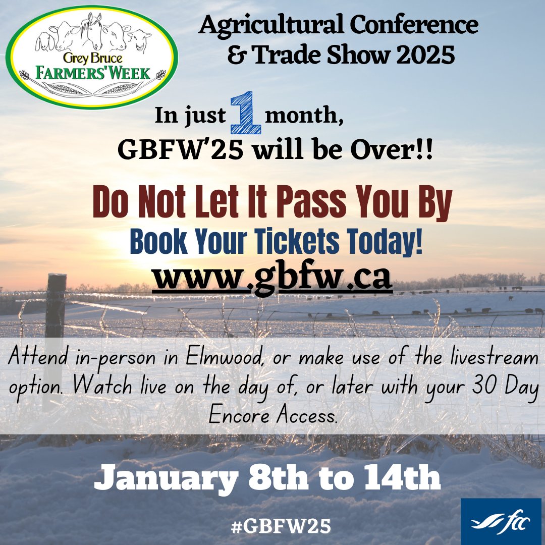 GBFarmersWeek's tweet photo. Missing #GBFW25?! Now that's a cold, scary thought!! 😱😉
We'll be sad when it's over, it's hard to believe that's only a month away. Did you know this will be the 59th year running? See ya there!
#FarmON #OntAg #AgConference https://t.co/PYPHGUqRvW