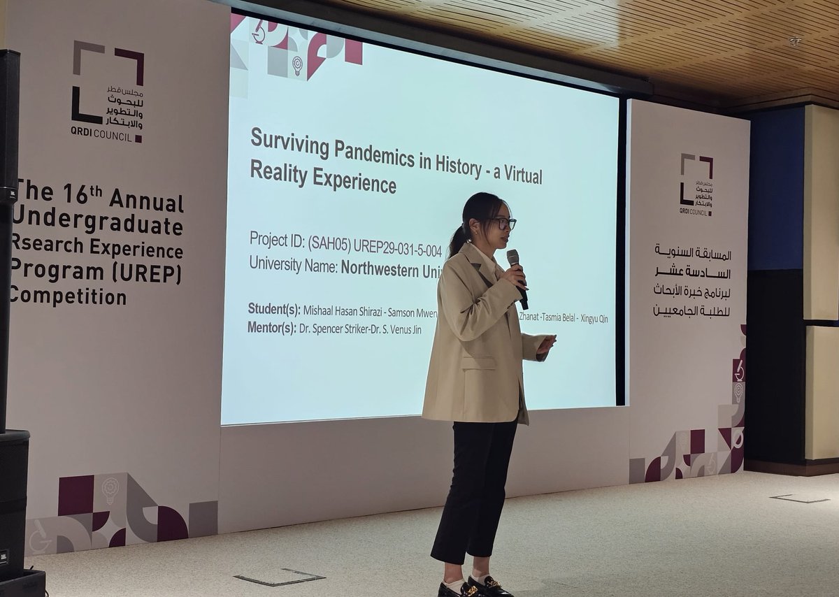 Northwestern Qatar (@nuqatar) on Twitter photo <a href="/NUQatar/">Northwestern Qatar</a> Professor <a href="/spencerstriker/">Spencer Striker</a> presented his project “Plague of Athens VR” at the <a href="/qrdicouncil/">QRDI Council</a> Awards ceremony alongside alum Xingyu Qin.
“Plague of Athens VR,” a virtual reality experience that transports users to history’s first recorded pandemic in 429 BCE, was created <a href="/NUQatar/">Northwestern Qatar</a> Professor <a href="/spencerstriker/">Spencer Striker</a> presented his project “Plague of Athens VR” at the <a href="/qrdicouncil/">QRDI Council</a> Awards ceremony alongside alum Xingyu Qin.
“Plague of Athens VR,” a virtual reality experience that transports users to history’s first recorded pandemic in 429 BCE, was created