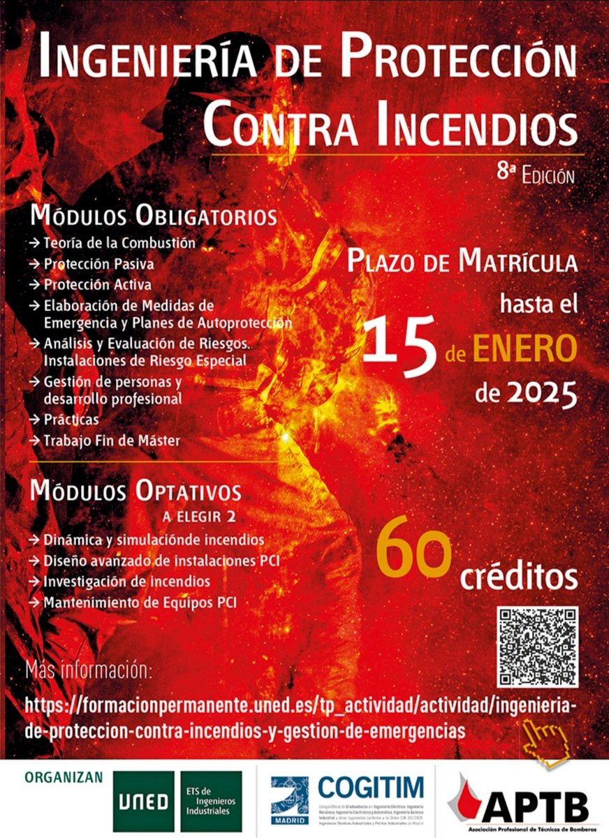 APTBBomberos's tweet photo. Formación para Servicios de #Emergencias. Abierta la inscripción para las cuatro convocatorias, hasta el 15 de enero. Luego no digas que no te hemos avisado con plazo suficiente, o que no te ha dado tiempo a matricularte... #Másteres y #Cursos con la @UNED @cogitimadrid y #ESSIIF https://t.co/gU4H96W7Fh