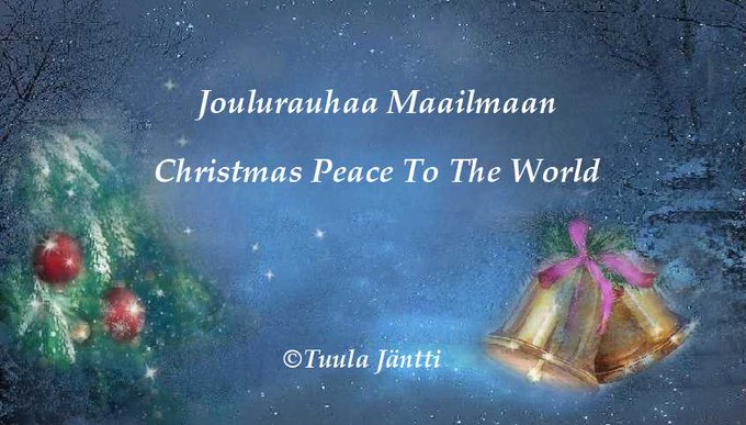 ❤️🌟Christmas Peace and Love all over the world.
❤️🌟Listen to my  Christmas song:

❤️🌟Joulurauhaa Maailmaan 🌟❤️
❤️🌟Christmas Peace To The World 🌟❤️

❤️🌟Joulurauhaa ja Rakkautta kaikkialle maailmaan.

Click the link:

youtube.com/watch?v=QB7Nuf…
